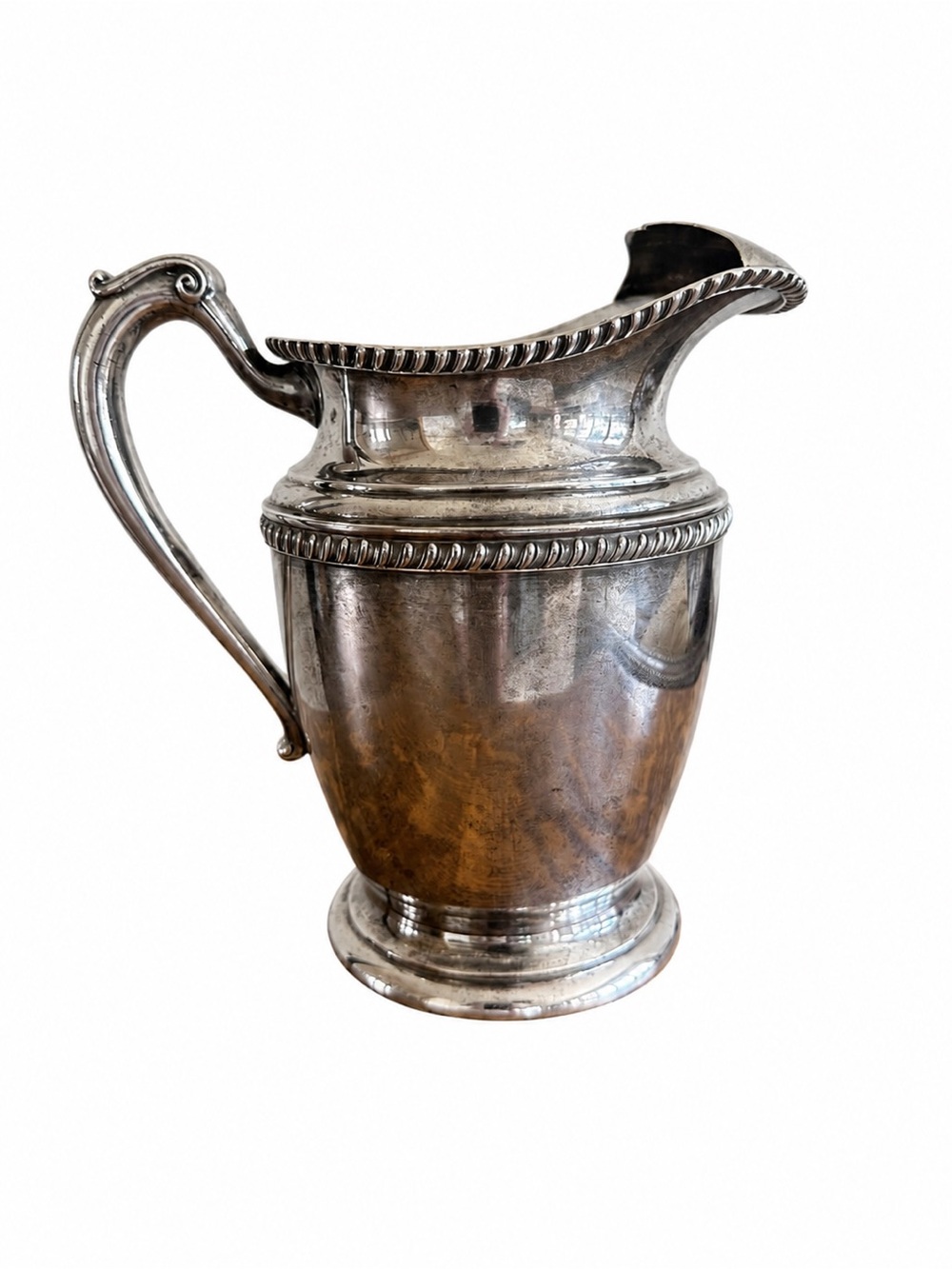 Vintage Silver Plated Pitcher 8” Decorative Scroll Handle Cottagecore